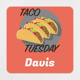 タコ火曜デザイン – スモールスクエア衣料品ラベル ラベル