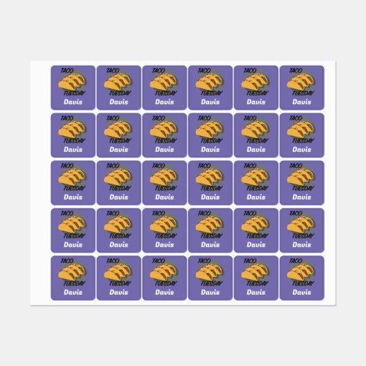 タコ火曜デザイン – スモールスクエア衣料品ラベル ラベル (シート)