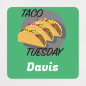 タコ火曜デザイン – スモールスクエア衣料品ラベル ラベル (デザイン1)