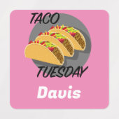 タコ火曜デザイン – スモールスクエア衣料品ラベル ラベル (デザイン1)