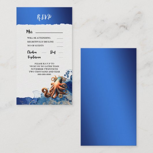 タコ熱帯海ブルーオレンジシーサイドビーチ アドバイスカード (正面/裏面)