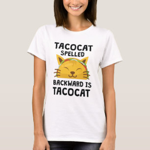 タコ猫が逆綴りでタコ猫おもしろい引用文 Tシャツ