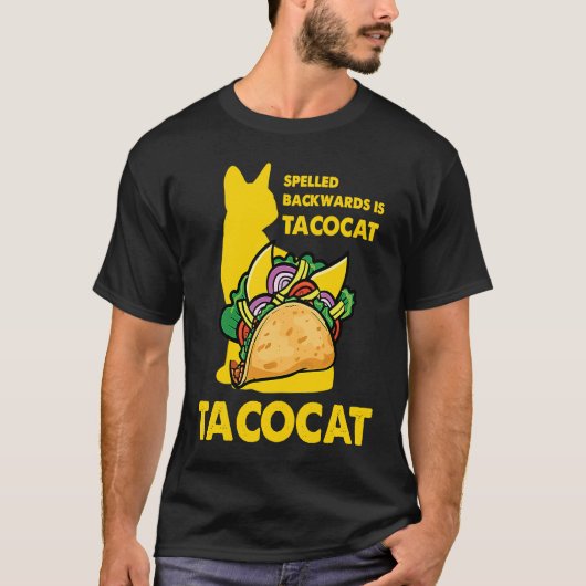タコ猫の英語表記を逆から読むとTacocat Tee Tシャツ (正面)