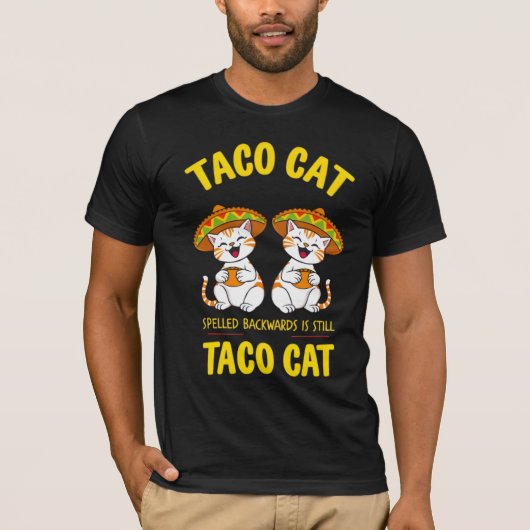 タコ猫を逆から読んでも面白いシンコデマヨ Tシャツ (正面)