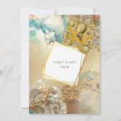 タコ珊瑚礁の水彩海洋航海の 招待状 (正面)