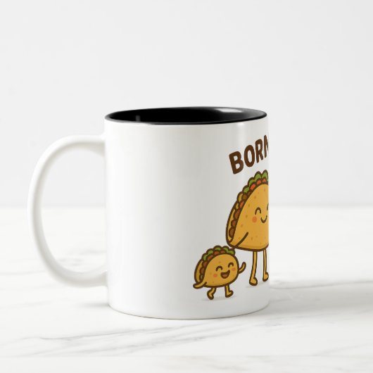 タコ生まれーへ – かわいいタコファミリー ツートーンマグカップ (左)