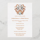 タコ真珠航海のビーチテーマミニマリストシック 箔招待状 (正面)