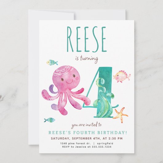 タコ第四誕生日招待状 招待状 (正面)