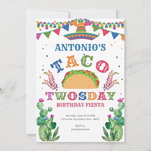 タコ第2誕生日、フィエスタ、タコトゥオスデー 招待状 (正面)