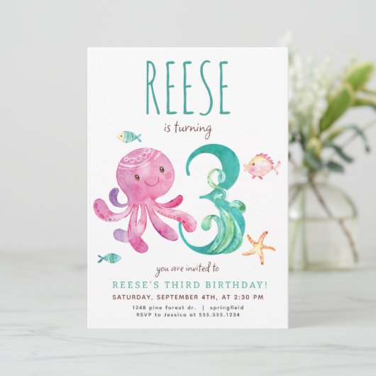 タコ第3誕生日招待状 招待状 (スタンド正面)