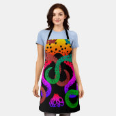 タコ精巣カラフルオールオーバープリントエプロン エプロン (着用した状態)