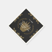 タコ約21 |ブラック/金ゴールドテキラナプキンス スタンダードカクテルナプキン (角)