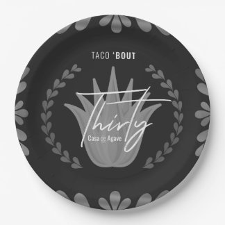 タコ約30 |ブラック/シルバーテキーラ紙プレート ペーパープレート