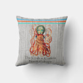 タコ素朴コ航海のラルティール(緑がかった色)ブルーグレー木材 クッション (裏面)