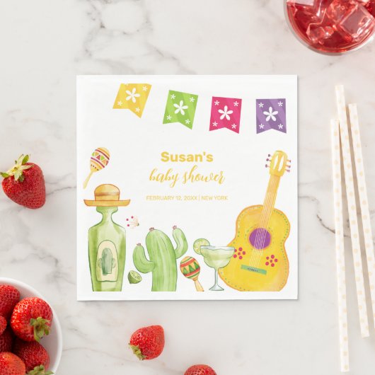 タコ素朴'Bout Cactusライムギターベイビーシャワー スタンダードランチョンナプキン (インサイチュ)