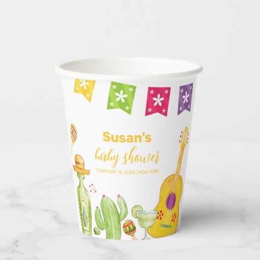 タコ素朴'Bout Cactusライムギターベイビーシャワー 紙コップ (正面)