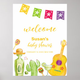 タコ素朴'Bout Cactusライムベビーシャワーウェルカム ポスター