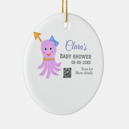 タコ紫色の青い水色の赤ちゃんシャワーシーアニ セラミックオーナメント (右)