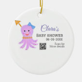 タコ紫色の青い水色の赤ちゃんシャワーシーアニ セラミックオーナメント (正面)