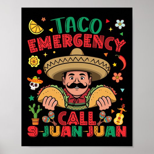 タコ緊急電話9 Juan Juan Cinco De Mayo Mexi ポスター (正面)