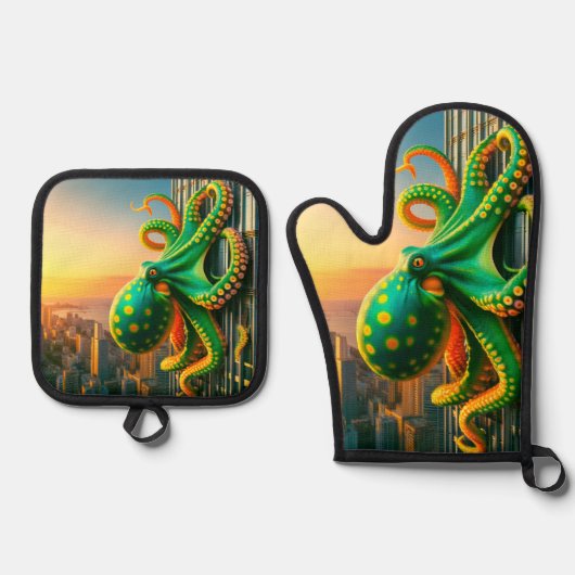 タコ緑 鍋つかみ&鍋敷きセット (正面)