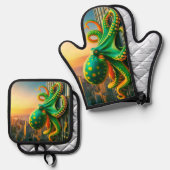 タコ緑 鍋つかみ&鍋敷きセット (正面/裏面)