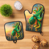 タコ緑 鍋つかみ&鍋敷きセット (トップダウン)