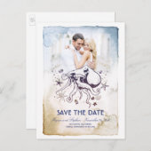 タコ航海のの水彩写真保存日 案内ポストカード (正面/裏面)