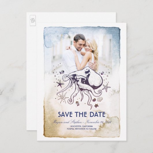 タコ航海のの水彩写真保存日 案内ポストカード (正面/裏面)