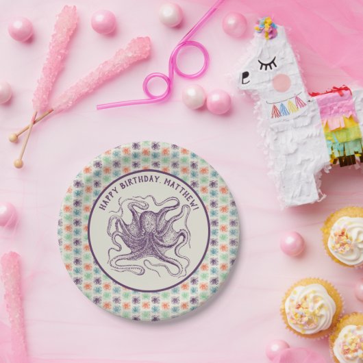 タコ航海のの誕生日パパーソナライズされたーティー ペーパープレート (パーティー)