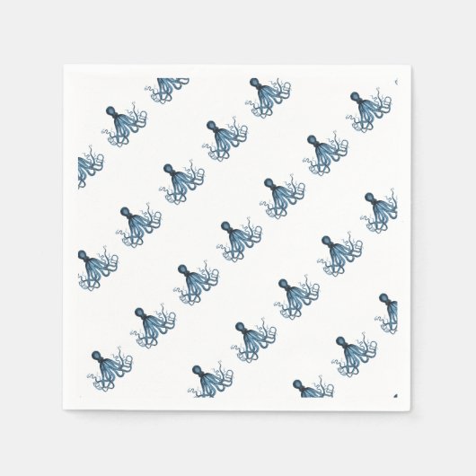 タコ航海のクラーケン沿岸ビーチブルー スタンダードカクテルナプキン (正面)