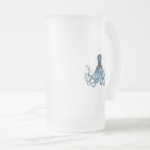 タコ航海のクラーケン沿岸ビーチ海ブルー フロストグラスビールジョッキ (正面右)