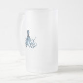 タコ航海のクラーケン沿岸ビーチ海ブルー フロストグラスビールジョッキ (正面左)