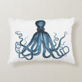 タコ航海のクラーケン沿岸海ビーチブルー アクセントクッション (正面)