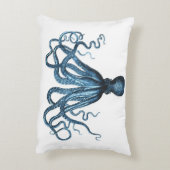 タコ航海のクラーケン沿岸海ビーチブルー アクセントクッション (裏面(縦))