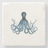 タコ航海のクラーケン沿岸海ビーチブルー ストーンコースター (正面)