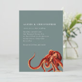 タコ航海のサスト&ティール（緑がかった色）結婚ズ 招待状 (スタンド正面)