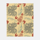 タコ航海のシーモンスターイラストレーション フリースブランケット (正面)