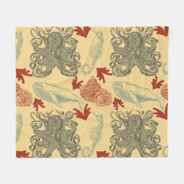 タコ航海のシーモンスターイラストレーション フリースブランケット