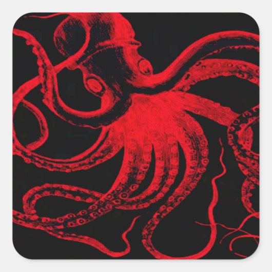 タコ航海のスチームパンクヴィンテージクラーケンモンスター スクエアシール (正面)