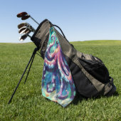 タコ航海のビーチ沿岸パーソナライズされた ゴルフタオル (グリーン)