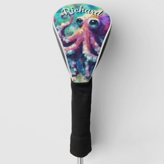 タコ航海のビーチ沿岸パーソナライズされた ゴルフヘッドカバー (正面)