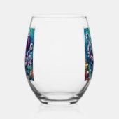 タコ航海のビーチ沿岸パーソナライズされた ステムなしワイングラス (左)