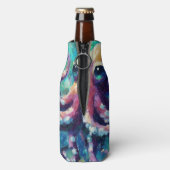 タコ航海のビーチ沿岸パーソナライズされた ボトルクーラー (ボトル裏面)