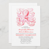 タコ航海のビーチ結婚式招待 招待状 (正面/裏面)