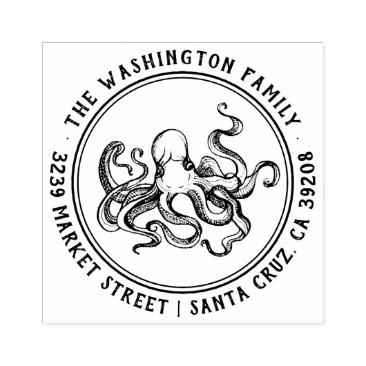 タコ航海のファミリー名丸差出人住所 ラバースタンプ (インプリント)