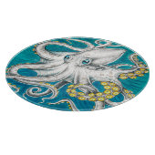 タコ触手グリーンティール（緑がかった色）インク カッティングボード (角)