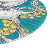 タコ触手グリーンティール（緑がかった色）インク カッティングボード (角)