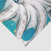 タコ触手グリーンティール（緑がかった色）インク 薄葉紙 (詳細)