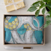 タコ触手グリーンティール（緑がかった色）インク 薄葉紙 (ギフト)